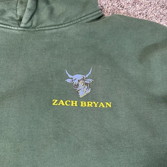 Zach Bryan 2023 Men's Size XL Country Music Tour Merch Thick Heavy Green Hoodie - Picture 2 of 13